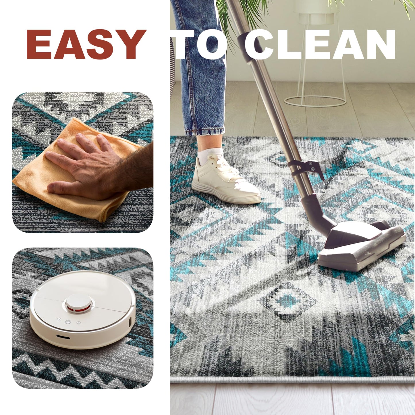 YHSF South West Native American Rug Ritz – Native Tribal American Indian Inspired Rug - Living Room, Bedroom, Hallway, Entryway & High-Traffic Area Rugs - Washable - Soft - Espresso, 8 Feet x 10 Feet