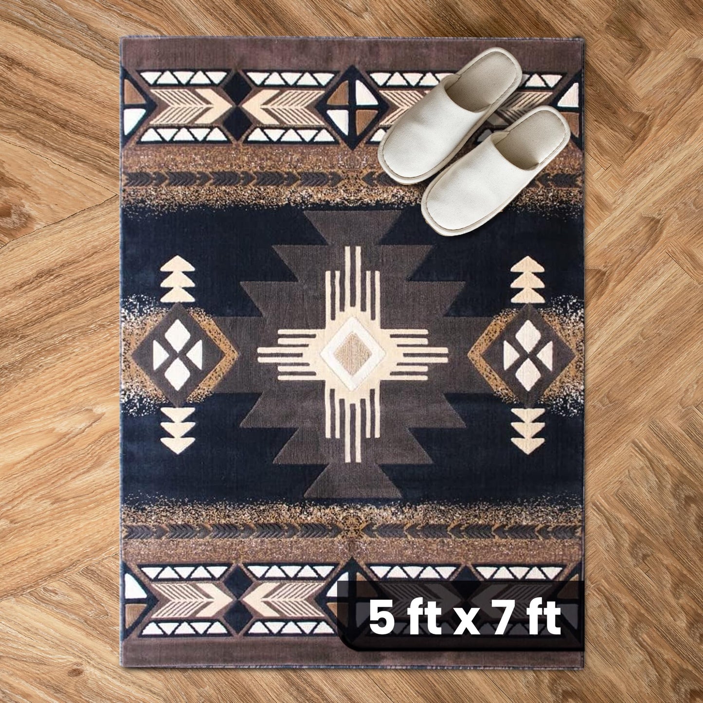 YHSF South West Native American Area Rug C318 - Easy Clean, Thick, Soft, Durable Native Tribal American Indian Inspired Rug for Bedroom/Living Room and More - Berber, 5 Feet x 7 Feet