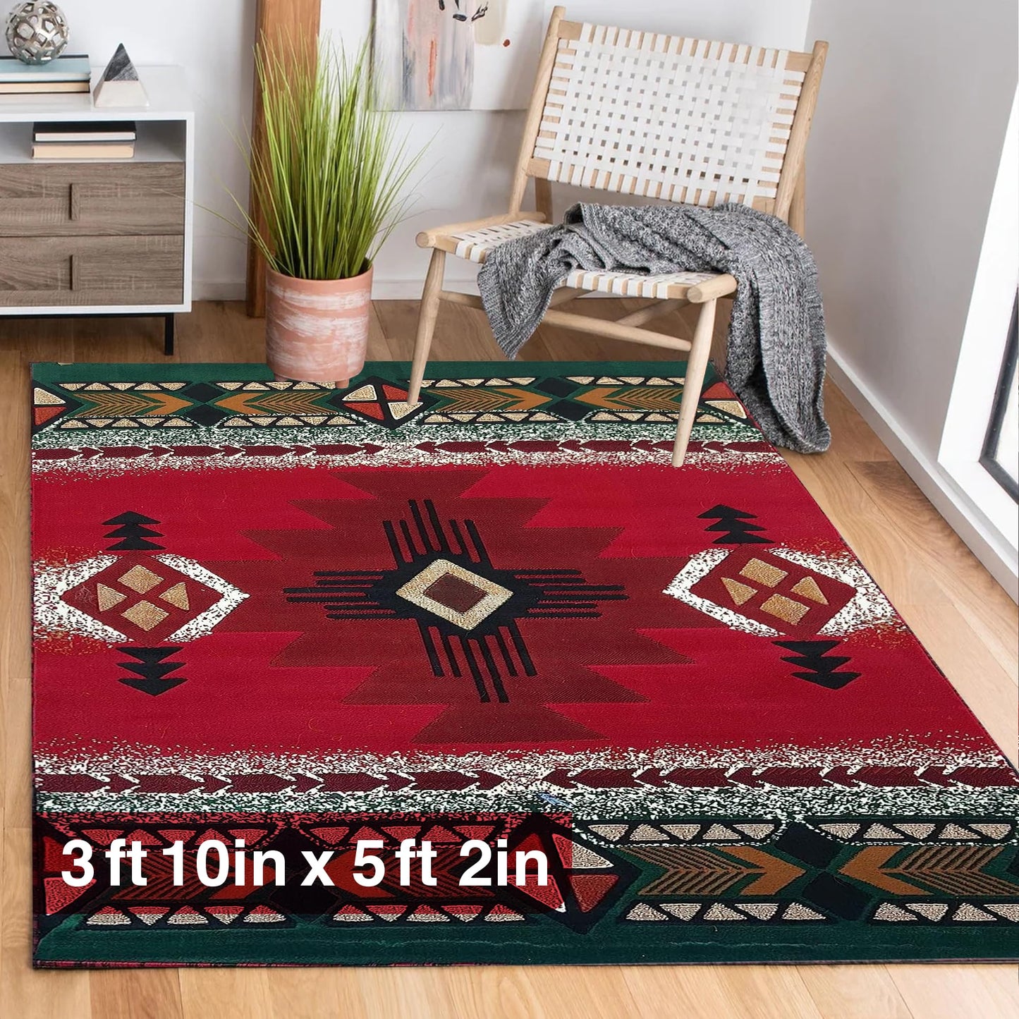 YHSF South West Native American Area Rug C318 - Easy Clean, Thick, Soft, Durable Native Tribal American Indian Inspired Rug for Bedroom/Living Room and More - Berber, 5 Feet x 7 Feet