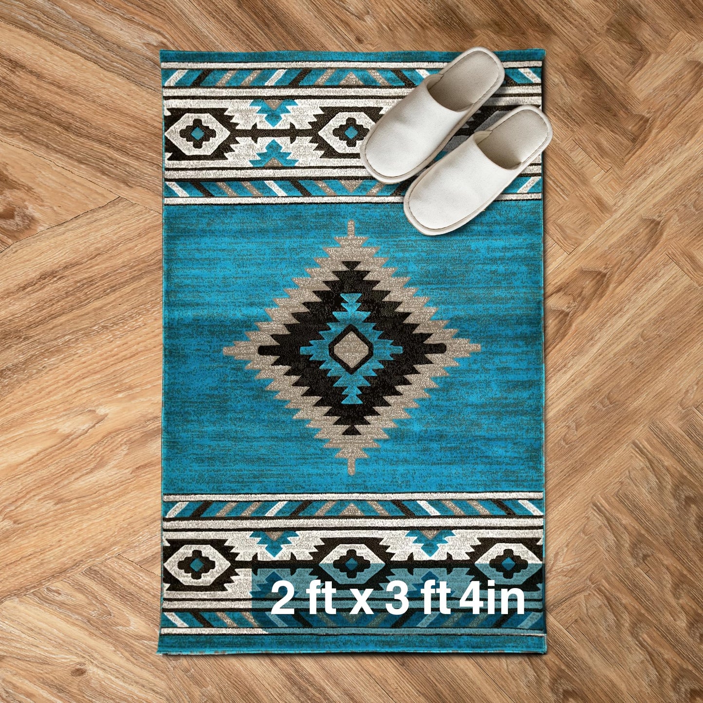 YHSF South West Native American Area Rug - Easy Clean, Thick, Soft, Durable Native Tribal American Indian Inspired Rug for Bedroom/Living Room/Hallways and More - Rust, 5 Feet x 7 Feet