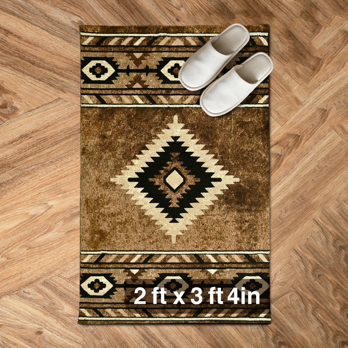 YHSF South West Native American Area Rug - Easy Clean, Thick, Soft, Durable Native Tribal American Indian Inspired Rug for Bedroom/Living Room/Hallways and More - Rust, 5 Feet x 7 Feet