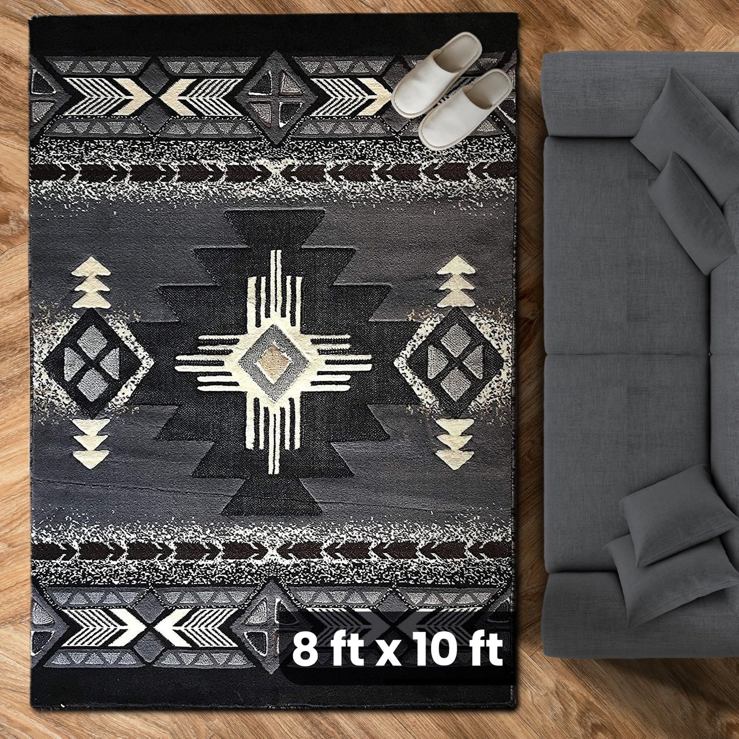 YHSF South West Native American Area Rug C318 - Easy Clean, Thick, Soft, Durable Native Tribal American Indian Inspired Rug for Bedroom/Living Room and More - Berber, 5 Feet x 7 Feet