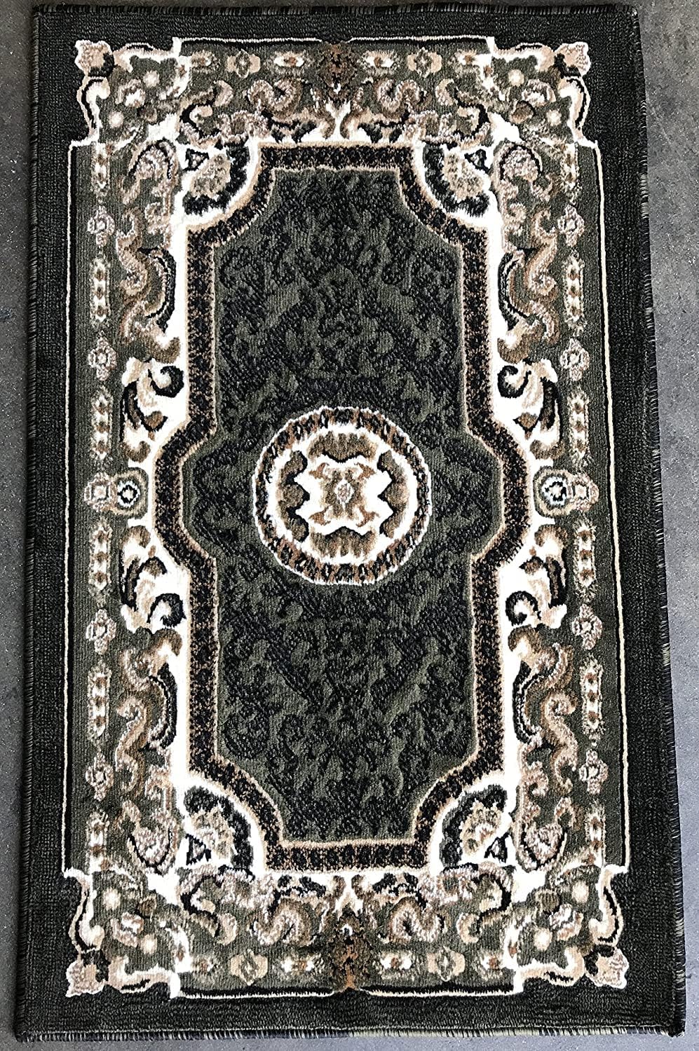 YHSF Traditional Floral Area Rug - Non-Slip Washable Carpet for Kitchen, Dining Room, or Entryway - Easy Clean Colorful Flower Rug - Grey, 5 ft 2 in x 7 ft