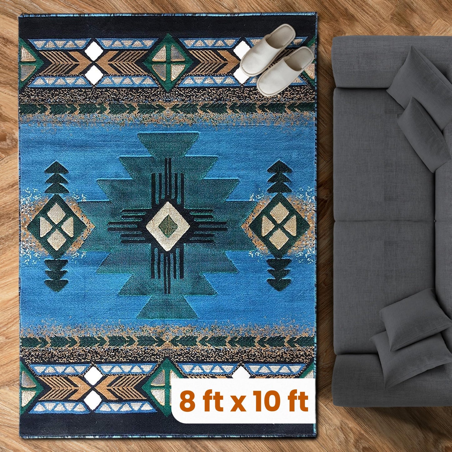 YHSF South West Native American Area Rug C318 - Easy Clean, Thick, Soft, Durable Native Tribal American Indian Inspired Rug for Bedroom/Living Room and More - Berber, 5 Feet x 7 Feet