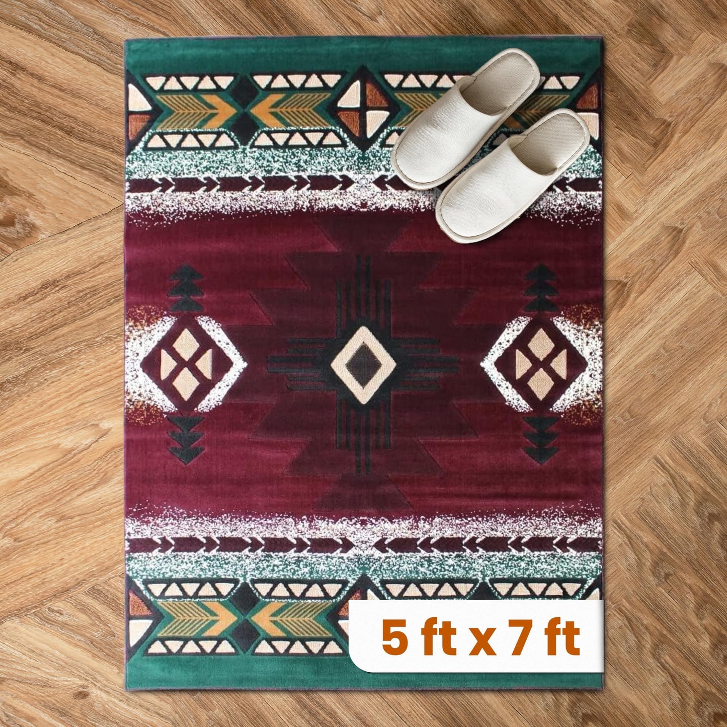 YHSF South West Native American Area Rug C318 - Easy Clean, Thick, Soft, Durable Native Tribal American Indian Inspired Rug for Bedroom/Living Room and More - Berber, 5 Feet x 7 Feet