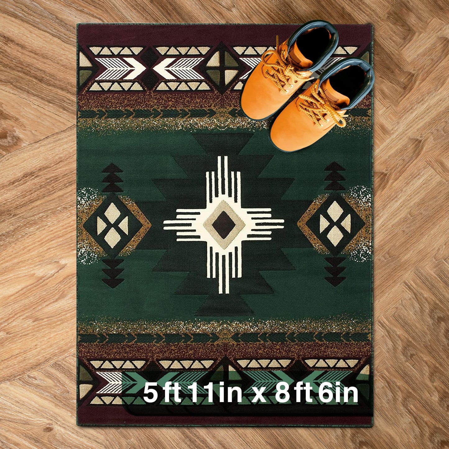 YHSF South West Native American Area Rug C318 - Easy Clean, Thick, Soft, Durable Native Tribal American Indian Inspired Rug for Bedroom/Living Room and More - Berber, 5 Feet x 7 Feet