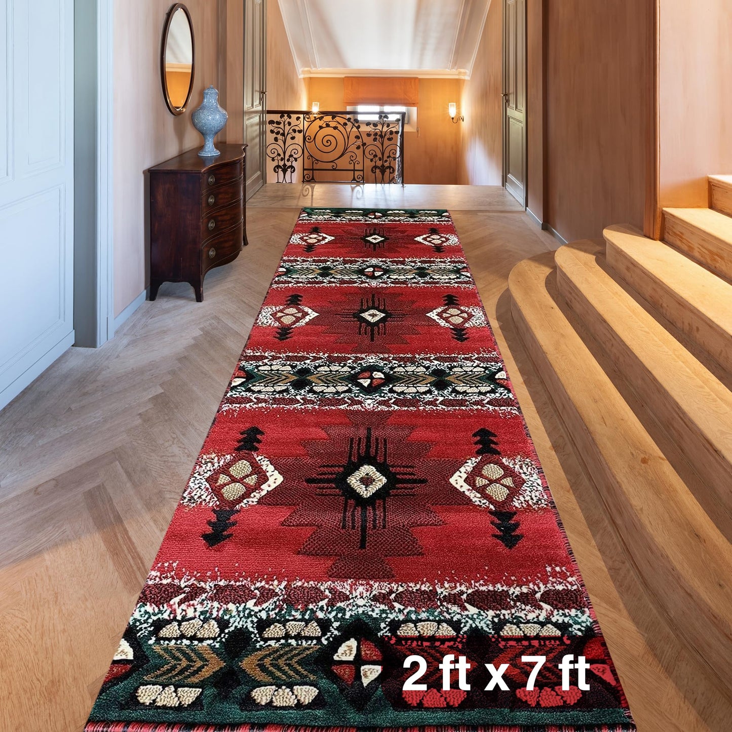 YHSF South West Native American Area Rug C318 - Easy Clean, Thick, Soft, Durable Native Tribal American Indian Inspired Rug for Bedroom/Living Room and More - Berber, 5 Feet x 7 Feet