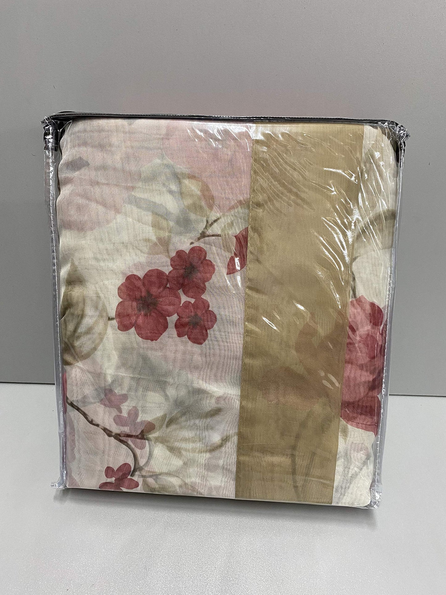 YHSF Sheer Curtains Laura Collection - 4 Panel Set, 84 Inches Long - Elegant Curtains for Bedroom & More - Valances with Beads & 2 tiebacks - 55” x 84" - Easy Install, Multicolor, Floral Rose Taupe