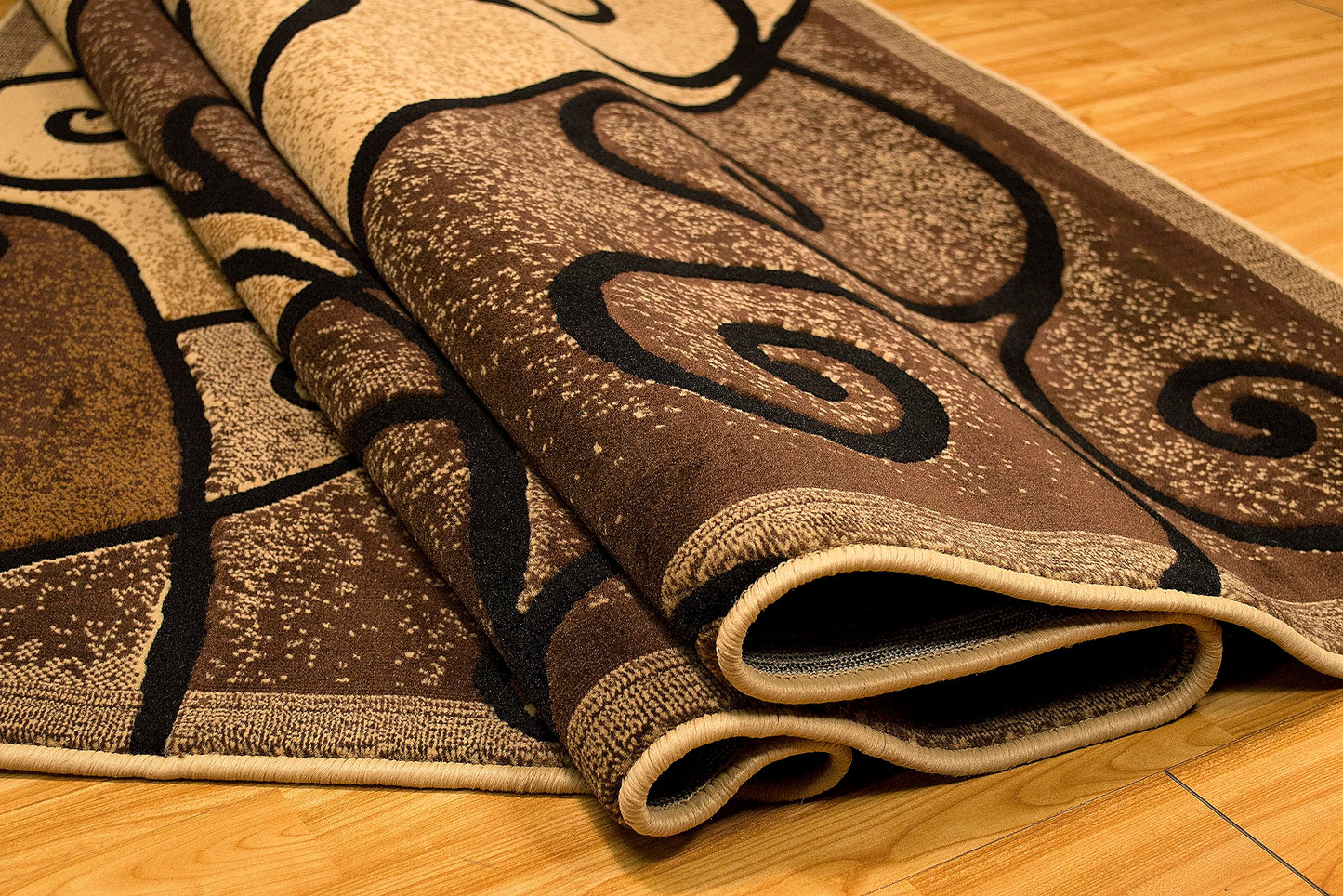 YHSF Modern Contemporary Area Rugs for Living Room, Bedroom, Office, Dining Room, Entryway – Washable, Easy to Clean, Soft Swirl Design, Modern Area Rug – 5x7 Feet, Berber