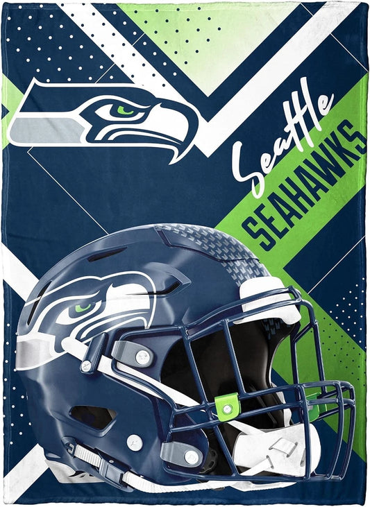NFL Seattle Seahakws Silk Throw Blanket 55"x70" Brand New Super Soft Cozy Warm